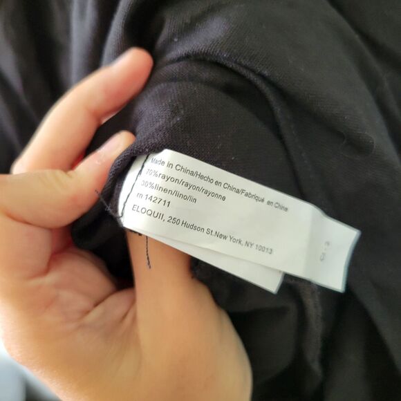 Eloquii Black Puff Sleeve Linen Blend Smocked Jumpsuit Size 16 - Picture 8 of 8